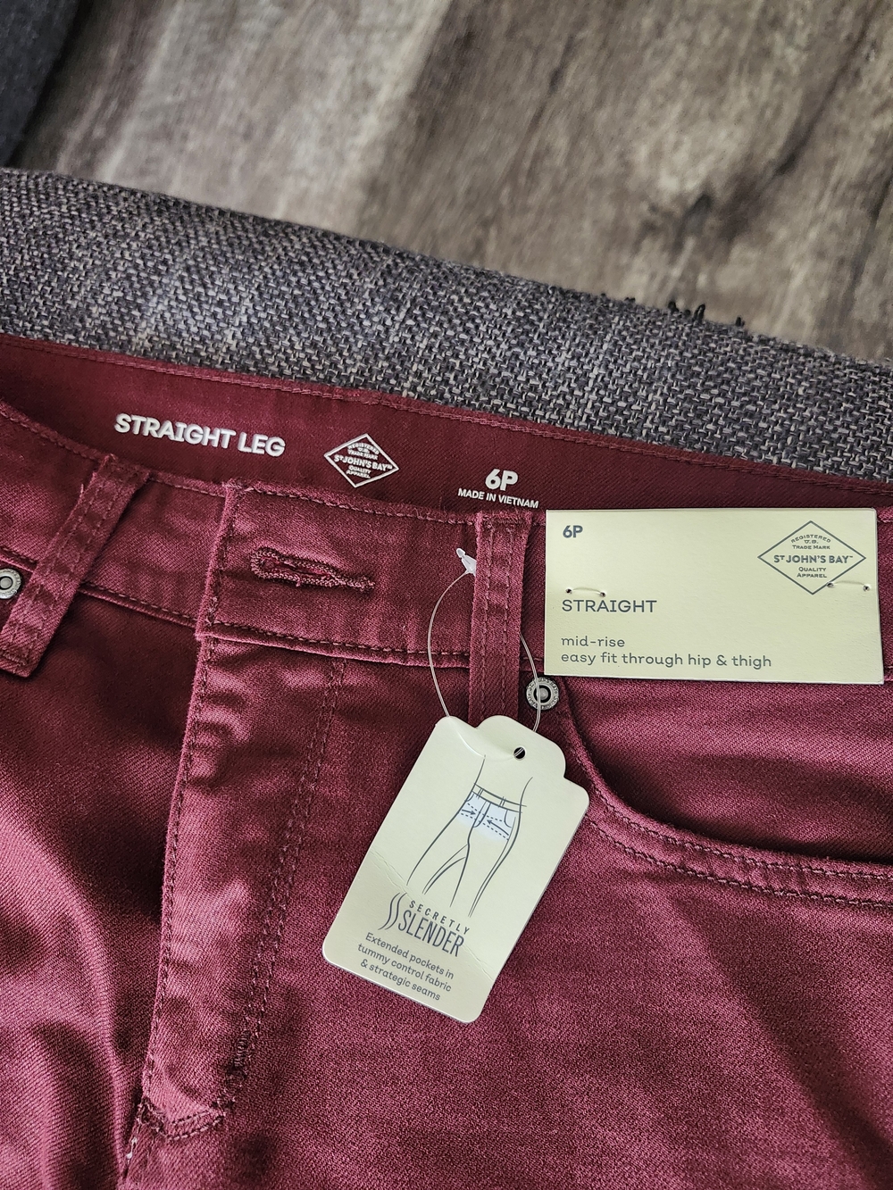 St. John's Bay Women's Straight Leg Jeans - Wine Red
